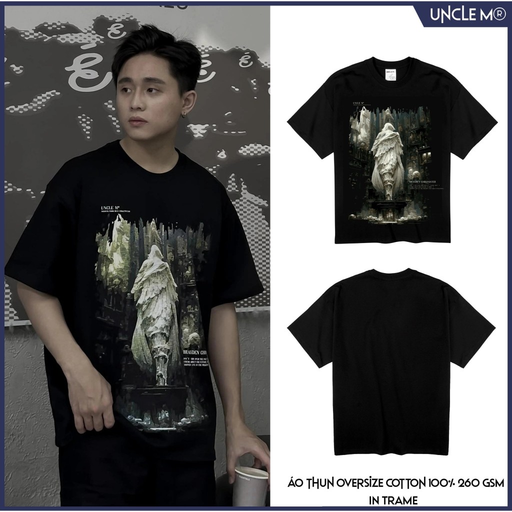 COD - Áo thun local brand cổ tròn Uncle M cotton 100% nam nữ Unisex in lụa trame - Brayden tee