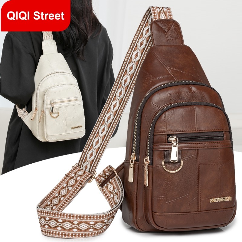 Túi đeo chéo đeo vai bằng da PU cổ điển dành cho nữ, ba lô du lịch nhiều lớp thời trang và giản dị