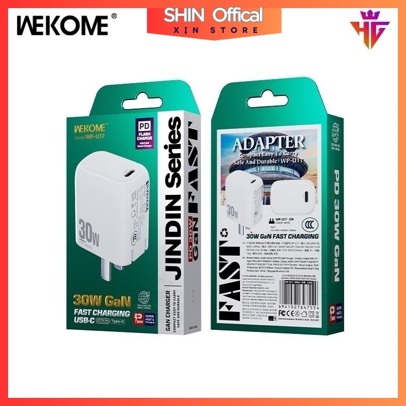 Củ Sạc Nhanh 30w CHÍNH HÃNG WEKOME WP-U17 PD30W ssPhù hợp cho các dòng Iphone Samsung Android BH 12 