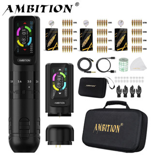 Ambition Seher Máy xăm không dây Bộ bút 2.2-4.2mm Có thể điều chỉnh đột quỵ Dung lượng 2400mAh Pin Nguồn cung cấp động cơ không lõi mạnh