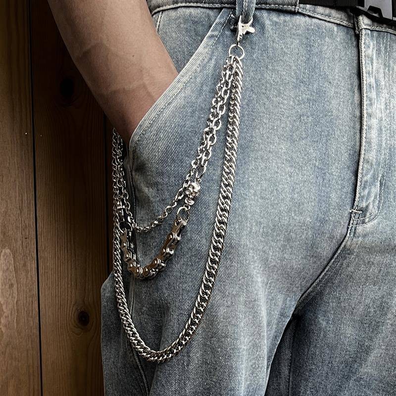 Punk Hip Hop Denim Pants Chain Accessories Ins Non-Mainstream Street Cool All-Match Fashion Chain Hi