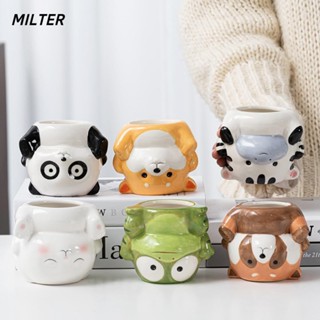 Chậu cây MILTER, Gốm sứ có lỗ thoát nước Chậu trồng cây, Động vật hoạt hình dễ thương Bàn làm việc nhỏ Trang trí trang trại tại nhà