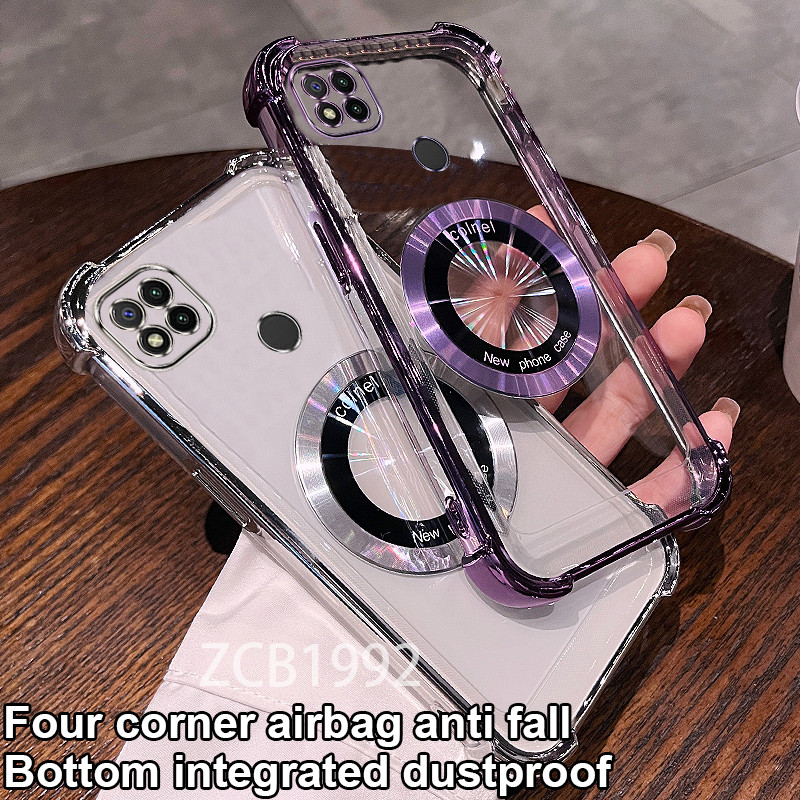 Ốp lưng cho Redmi 9 9A 9T 9C 10A Vỏ điện thoại trong suốt TPU sạc từ tính Vỏ mềm chống rơi bốn góc