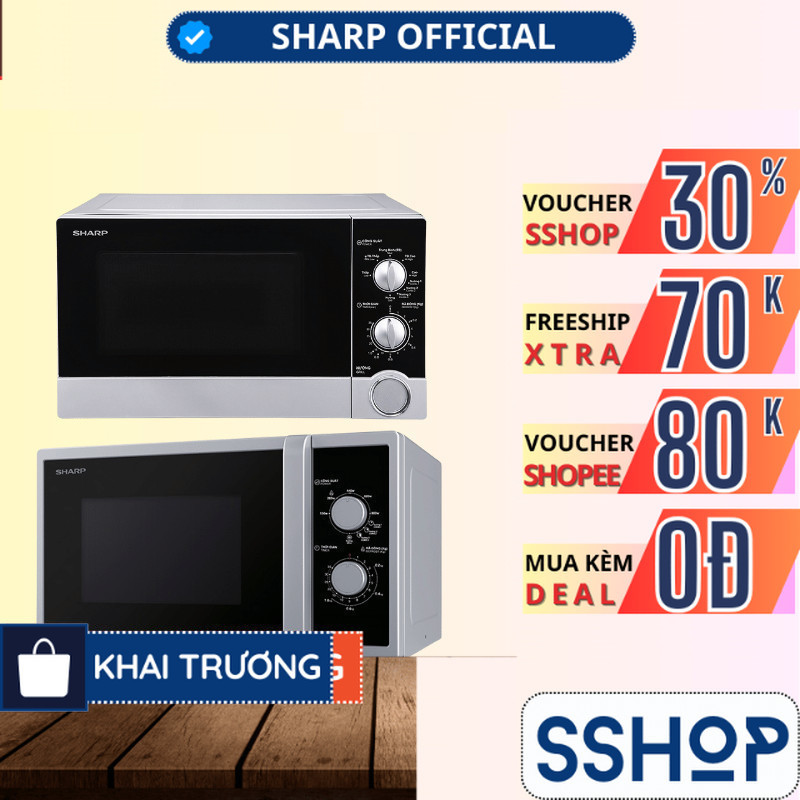 Lò vi sóng cơ có nướng Sharp 23 lít 1000W Chính hãng R-G322VN-S - BẢO HÀNH 15 THÁNG - SSHOP SSO