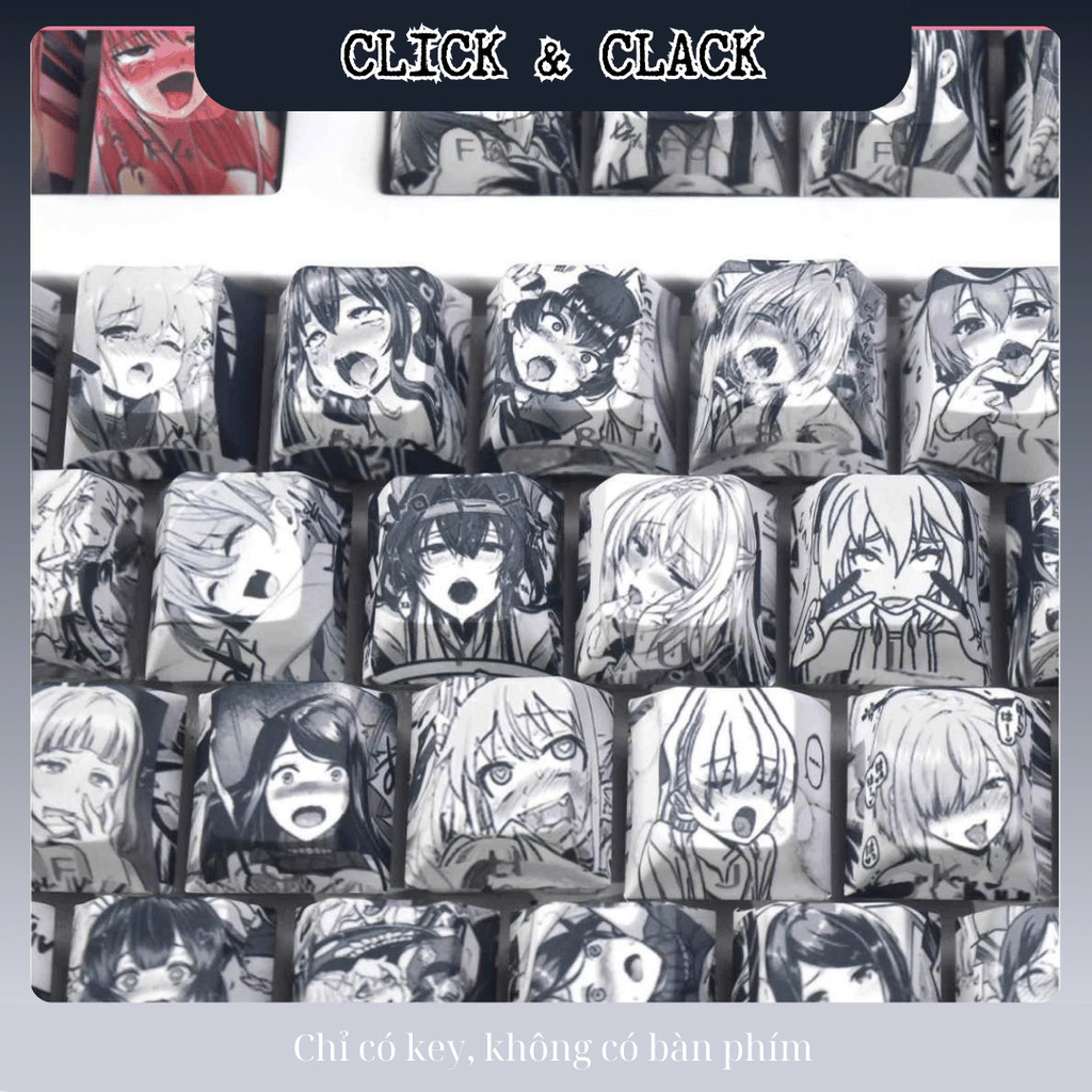 Keycap Anime Nhật Bản Style Ahegao xuyên led Side Print mạch xuôi - Cherry Profile - PBT doubleshot 135 Phím | BigBuy360 - bigbuy360.vn