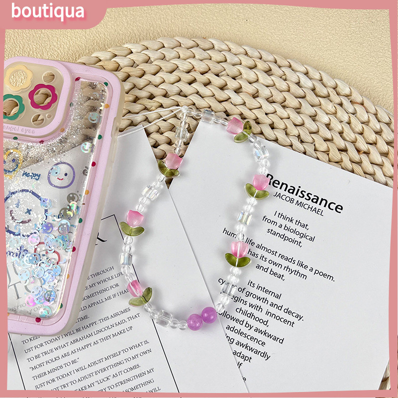 Nàng Tiên Cá HP Chain Ins Hàn Quốc Dây Đeo Điện Thoại Dễ Thương Dây Hoa Tulip Pha Lê Đính Hạt Dây Xích Điện Thoại-BA | BigBuy360 - bigbuy360.vn