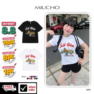 Áo baby tee ôm body du lịch các tỉnh thành Miucho BST vải cotton 4c co giãn thoáng mát in mix
