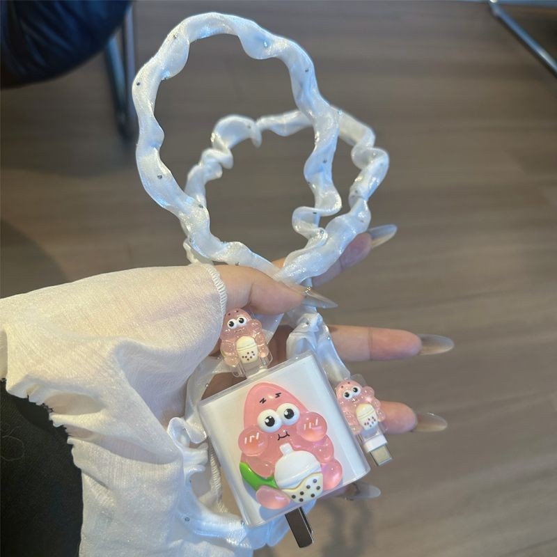 Dễ Thương Patrick Ngôi Sao Sạc Bảo Vệ Cho iP 18 / 20W 11promax 12 13 14plus 15promax Vỏ Sạc Cáp Wind