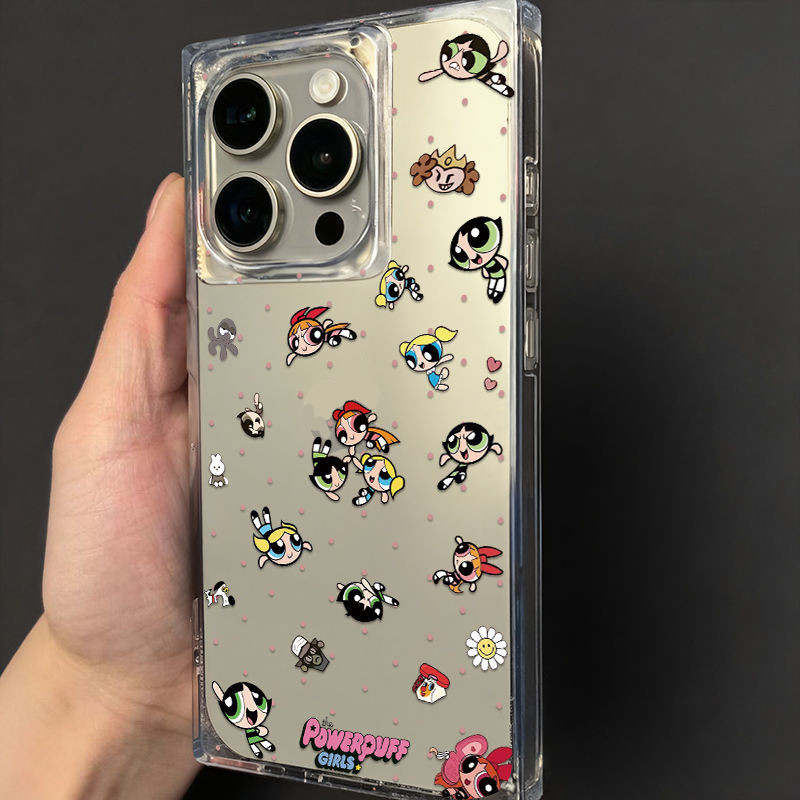 Ice Crystal Vuông Cầm Tay Powerpuff Girls Vỏ Điện Thoại iPhone Thích Hợp Thích Hợp Cho iPhone 16 Pro