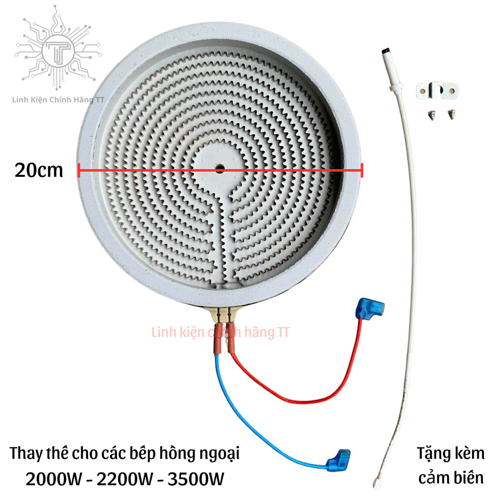 Mâm nhiệt bếp hồng ngoại 2000W - 2200W - 3500W tặng kèm cảm biến hồng ngoại