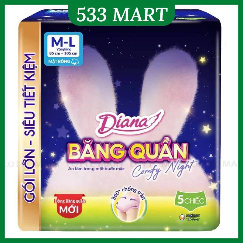 [GÓI 5 MIẾNG] Băng Quần Diana Comfy Night - Băng đêm dạng quần Diana
