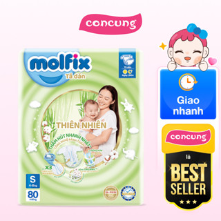 Bỉm tã dán Molfix thiên nhiên size S 4-7kg 80 miếng - concung