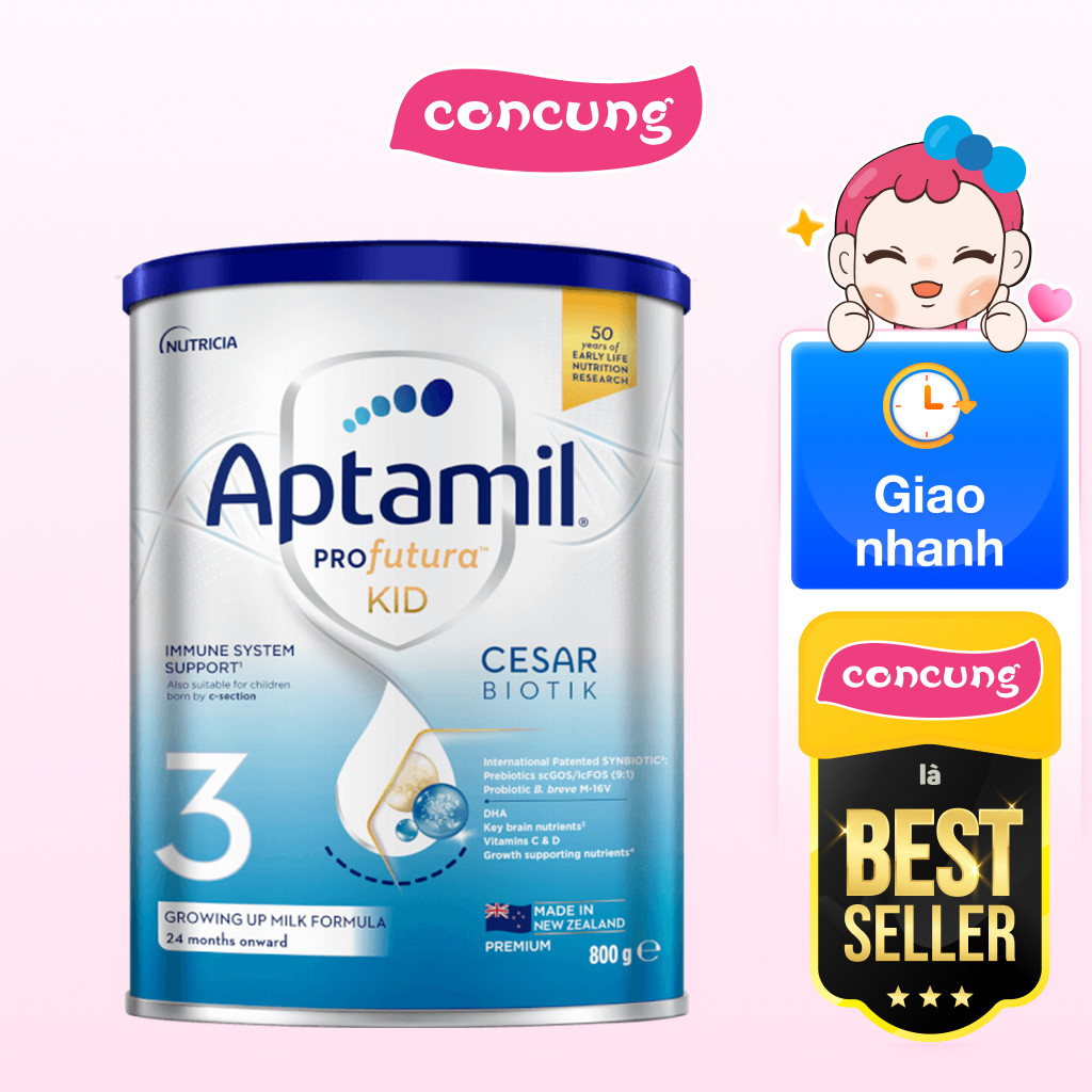 Sữa Aptamil Profutura Kid Cesarbiotik 3 Growing Up Milk Formula 800G dành cho bé trên 2 tuổi