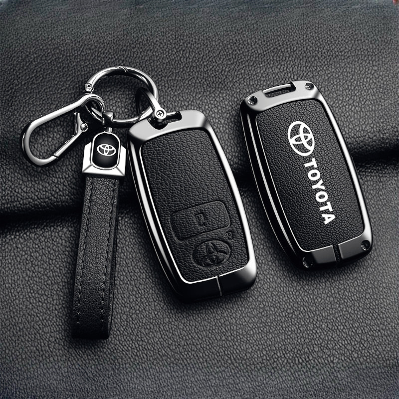 Ốp Chìa Khóa Toyota Yaris Cross Wigo Veloz Raize Avanza - Khung Hợp Kim Sáng Bóng Phối Da Cao Cấp Phụ Kiện Xe Hơi