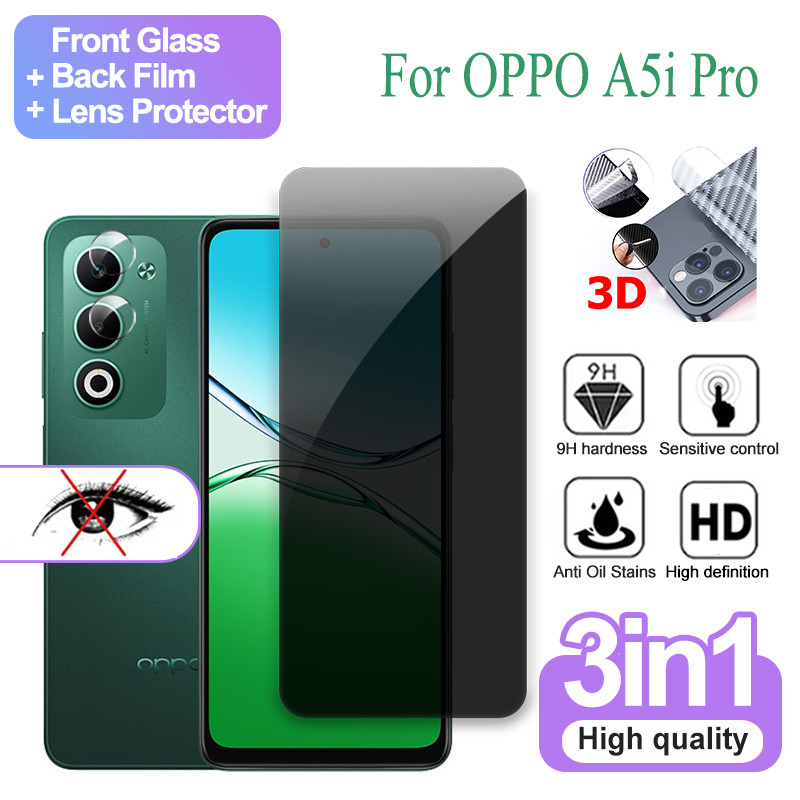 Kính cường lực cho OPPO A5i Pro A5 Pro A5x A5m 5G 4G Bảo vệ màn hình riêng tư + Bảo vệ Camera + Phim