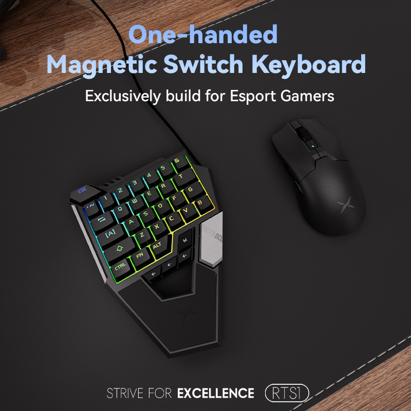 DELUX RTS1 RGB Magnetic Switch Mechanical Keyboard Wired 8000Hz One-Handed Gaming Keyboard 34 Key QM