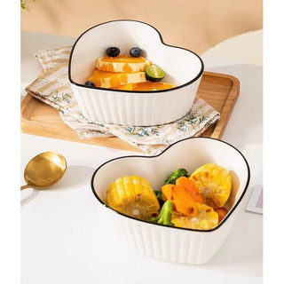 Tô sứ trái tim,bát trái tim sứ trắng viền đen, bát salad, bát súp, bát mì, bát tô đẹp sang trọng Tiện ích