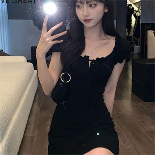 Váy nữ LIVE GREA tay phồng Váy công chúa ngọt ngào Nhật Bản và Hàn Quốc màu đen