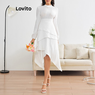 Đầm Lovito vải jacquard màu trơn phong cách thanh lịch dành cho nữ LBL12410