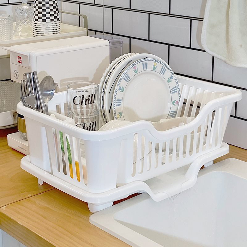 Kệ rổ úp chén bát nhiều ngăn đa năng có khay để đũa muỗng thông minh mẫu mới - Khay úp chén dĩa bát có rãnh thoát nước