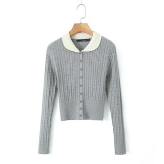 Uibey Màu Va Chạm Nối Cùng Khóa Tuộc Một Thân Áo Len 6526