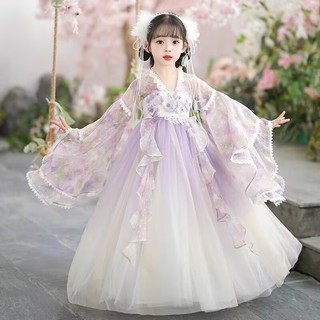  Sẵn sàng  Váy công chúa phong cách Trung Quốc Hanfu Bé gái Váy trang phục cổ đại siêu cổ tích Phong cách cổ xưa Váy lót trẻ em Phong cách mùa hè Phong cách mỏng Kích thước 110-160 