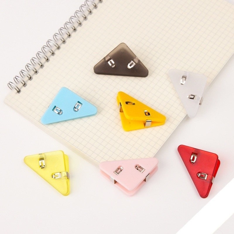 [Combo 3] Kẹp giấy tam giác bằng nhựa màu Pastel K47 kẹp tài liệu SOKLONG, đánh dấu cố định sách