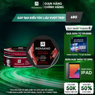 Sáp tạo kiểu tóc giữ nếp lâu vượt trội Romano Restyleable Clay Wax 68g/hộp