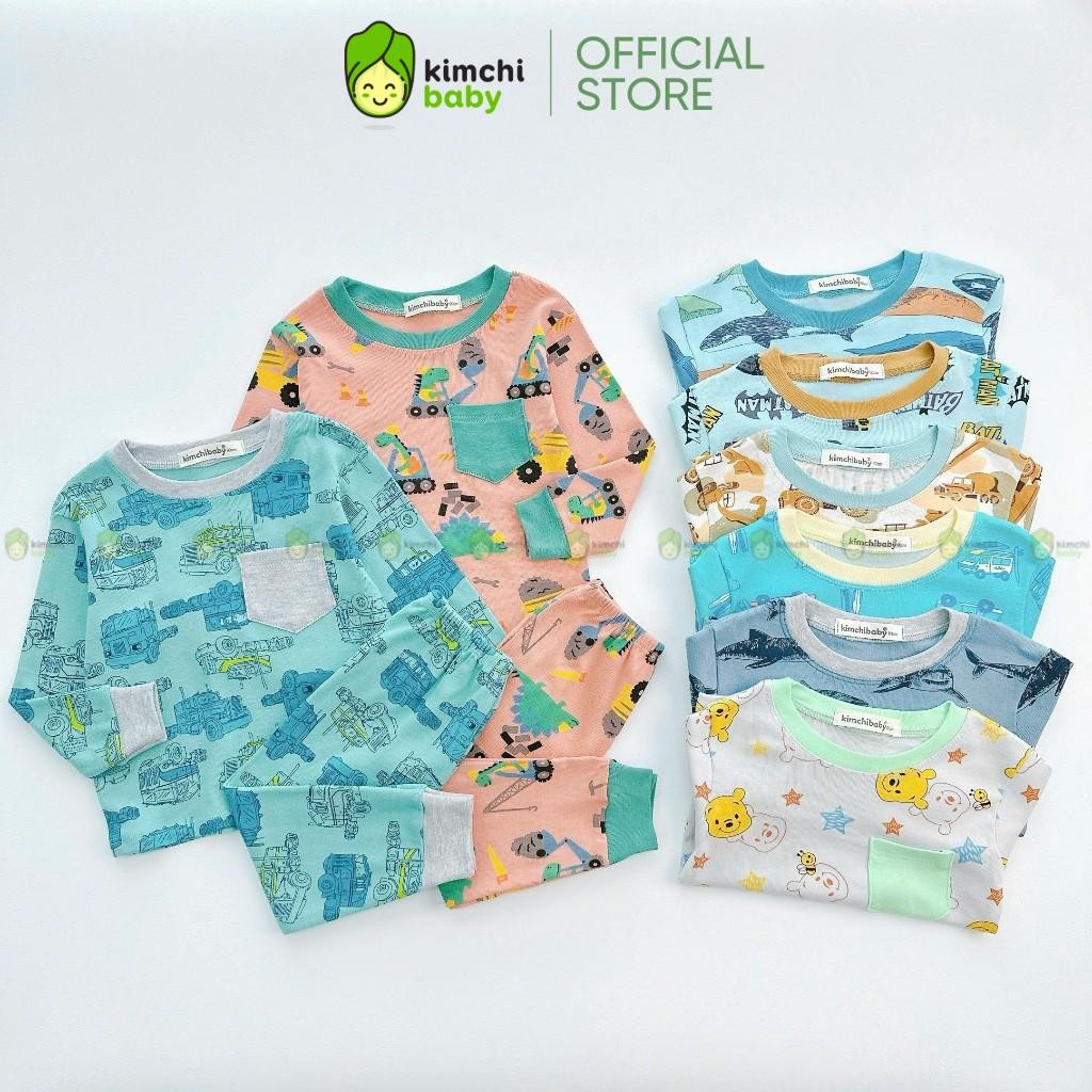 Set Đồ Bộ Dài Tay Cho Bé Trai Vải Cotton Borip Dư Xịn KIMCHIBABY Túi Ngực, Bộ Quần Áo Cho Bé Mặc Nhà KD417