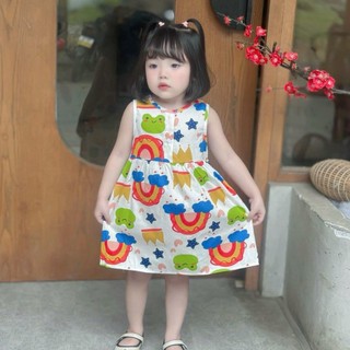  Váy sát nách hoạ tiết hoạt hình dễ thương, chất liệu thô mềm cho bé gái 8-22kg TB523