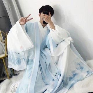 ❤Hanfu Phong Cách Cổ Đại Múa Trung Quốc Đường [Moshangyu] Wei Jin Phong Cách Trung Quốc Yếu Tố Eo Dài Phù Hợp Với Phong Cách Nam Phong Cảnh In Hình Tay Áo Lớn