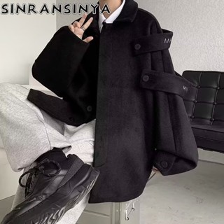 Sinransinya Áo gió len nam mới Nhật Bản cổ điển giản dị in chữ cao cấp thiết kế dài vừa dáng rộng phong cách cặp đôi tuổi teen thời trang và thời trang hàng đầu