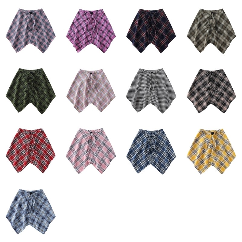 ĐẾN Unisex Ties Lớp Bọc Váy Hiphop Punk Checkered Hiphop Hip Scarf Áo Sơ Mi Extender