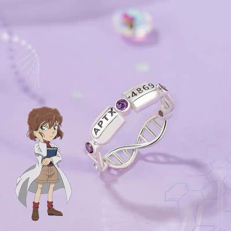Thám Tử Lừng Danh Conan Cùng Phong Cách-4869 Viên APTX Chủ Đề Niche Nhẫn Đơn Giản Anime Hàng Hóa Tra