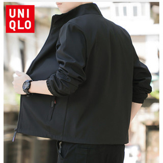 Áo khoác nam thể thao thông thường Uniqlo M-5XL áo khoác chống gió có dây kéo túi đứng cổ áo khoác