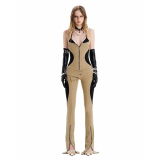 SG.S Cami Flared Bodycon Jumpsuit - Bộ Áo Liền Quần Ống Loe Kèm Bra Phối Dây Kéo Đai Lưng Vạt Chéo