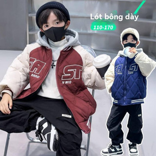 Áo khoác cho bé trai size đại clip bông bóng chày quần áo mùa thu và đông phong cách mới Hàn Quốc thời trang nổ đường ph