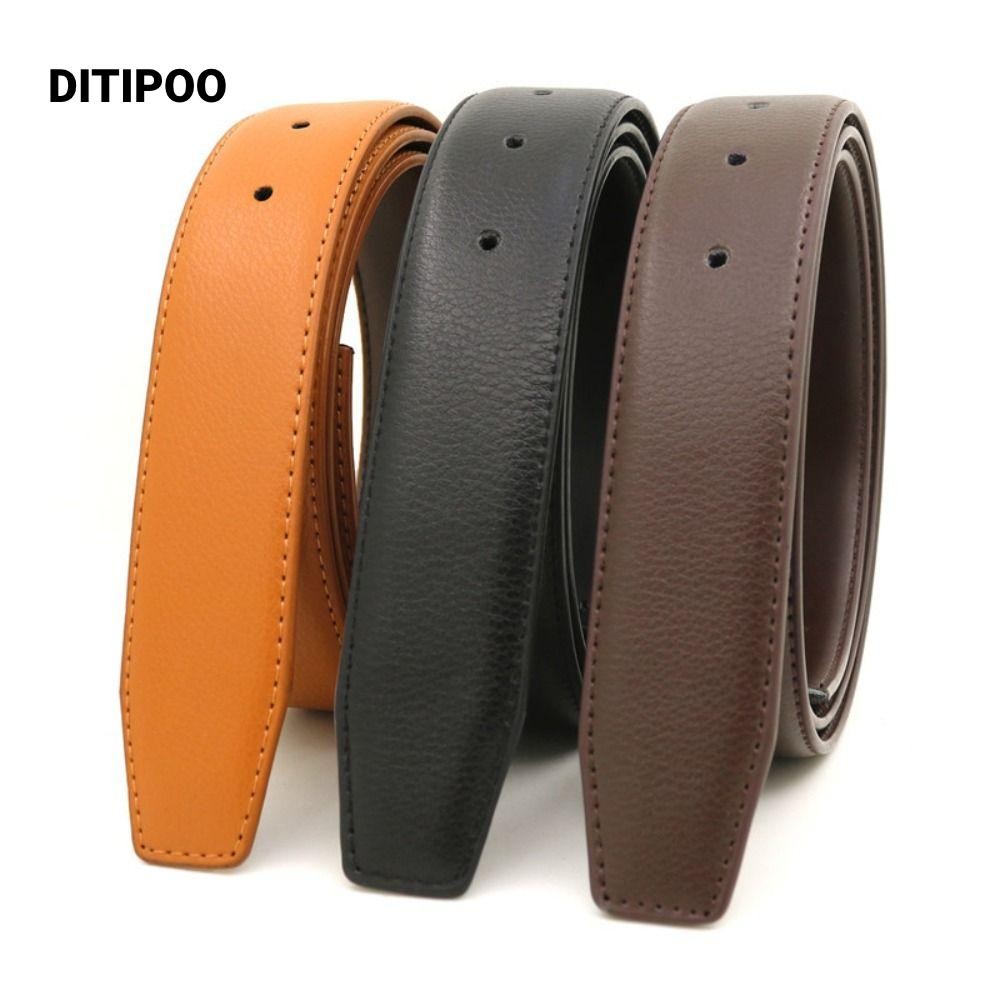 Ditipoo 120cm Không Khóa Thắt Lưng, Da Bò Thủ Công DIY Dây Da Thật Chính Hãng, Thường Ngày Thay Thế 3.3cm Có Lỗ