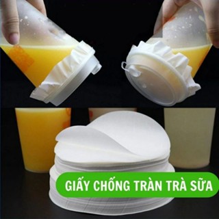 (Set ~ 500 tờ) Giấy lót chống tràn đường kính 13cm cho ly, giấy nến, giấy chống tràn trà sữa