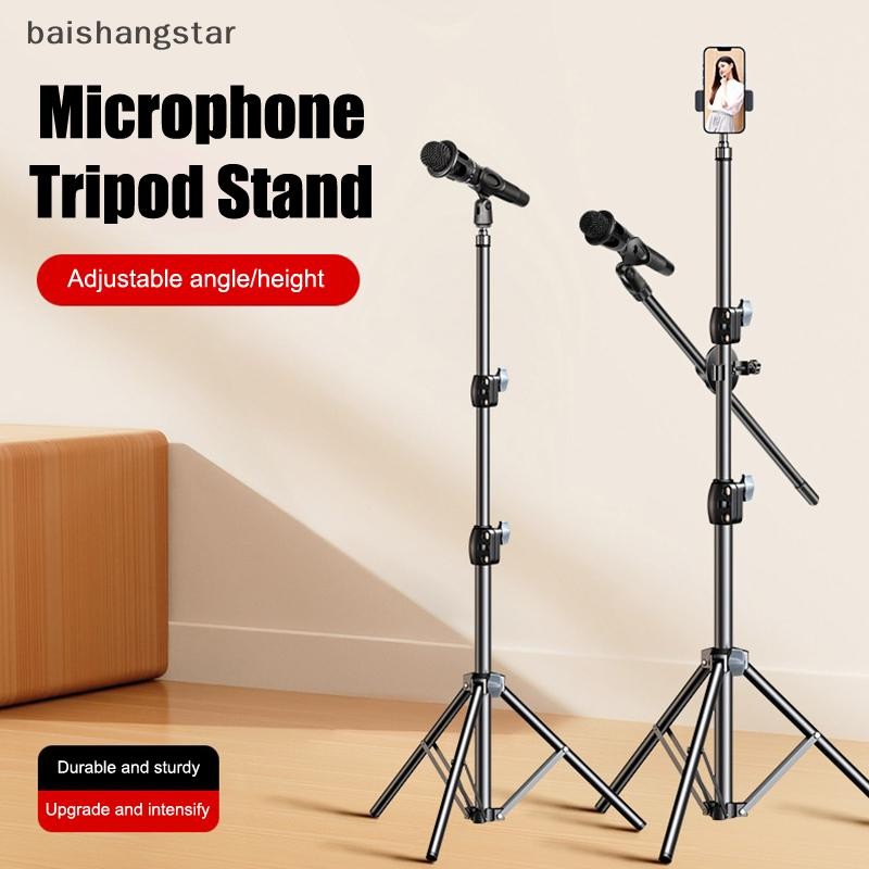Baishangstar Micro Boom Tripod Chân Đế 1.7 2.1M Mic Chân Đế 66CM Tay Chữ Thập Có Kẹp Và Giá Đỡ Điện Thoại Cho Samsung Xiaomi ADF