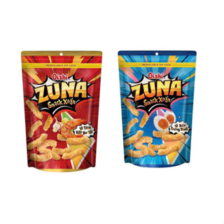  Thùng 20 gói Snack Xoắn ZUNA Oishi 65gr Túi Zip  NEW  - Party Size Với 2 Hương Vị Tôm Xốt Bơ Tỏi - Trứng Muối  