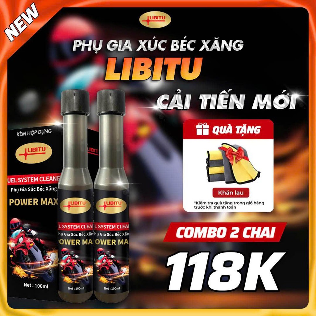  [CHÍNH HÃNG] Combo 2 Chai Súc Béc Xăng Libitu Power Max - BẢN NÂNG CẤP MỚI  Làm Sạch Hiệu Quả, Bảo Dưỡng Động Cơ Xe