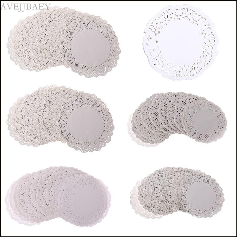 200Pcs Round Lace Paper Mats Coasters Placemats Wedding Events Party Table