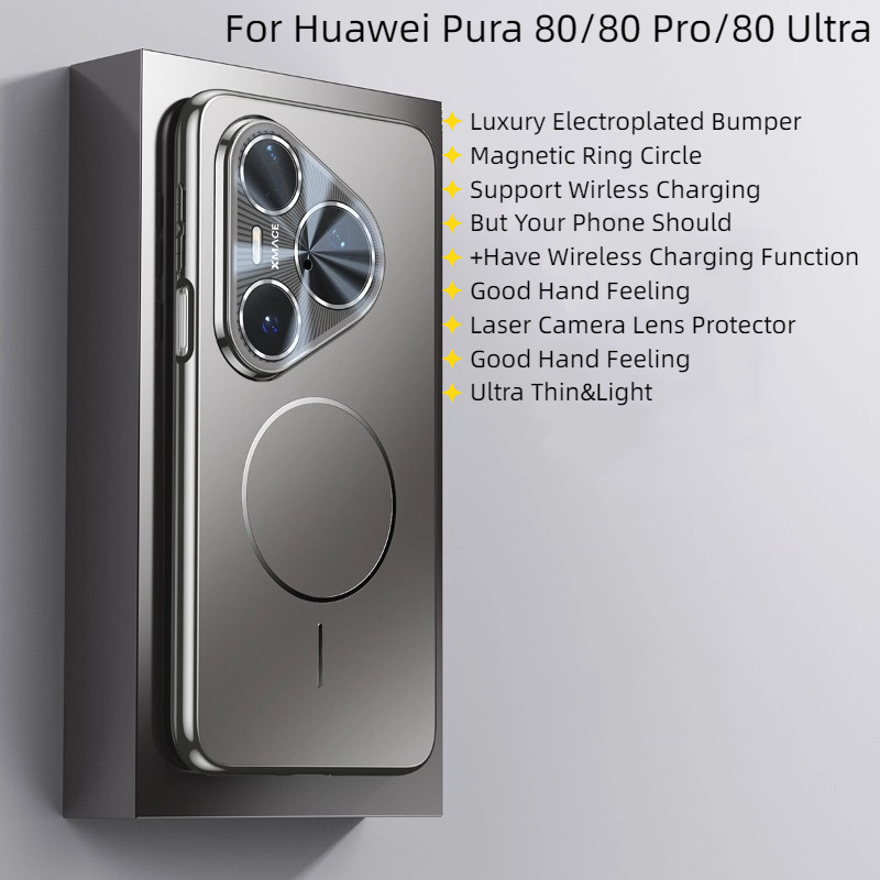 Dành Cho Huawei Pura 80 70 Pro 70 Ultra Pura 80 Ultra Ốp Lưng Mạ Điện Sang Trọng Mờ PC Cứng Từ Vỏ Đi