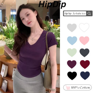 【100% cotton  Áo baby tee Áo Thun ôm body Áo y2k Áo ngắn cổ chữ V phong cách mới màu tím mùa hè dành cho nữ