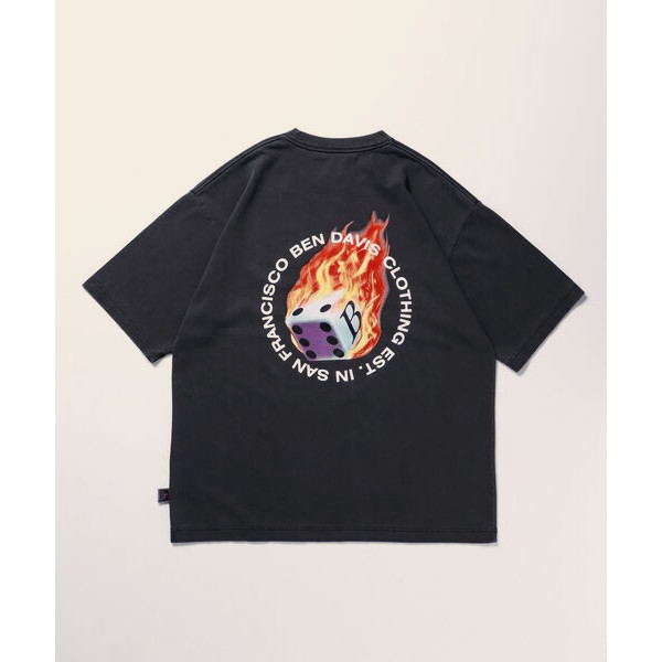 BEN DAVIS FLAMING DICE Flame Dice Vintage In Hình Nam Tay Ngắn 100% Cotton Thể Thao Thời Trang Áo Th