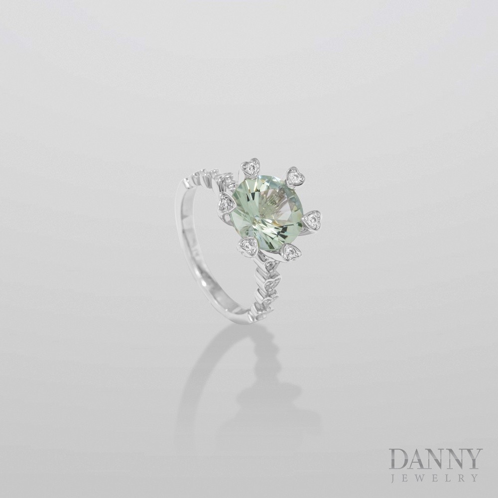Nhẫn Nữ Bạc 925 Danny Accessories cao cấp, Đá Chủ Green Quartz:3.00cts, Xi Rhodium - SPLRA759A