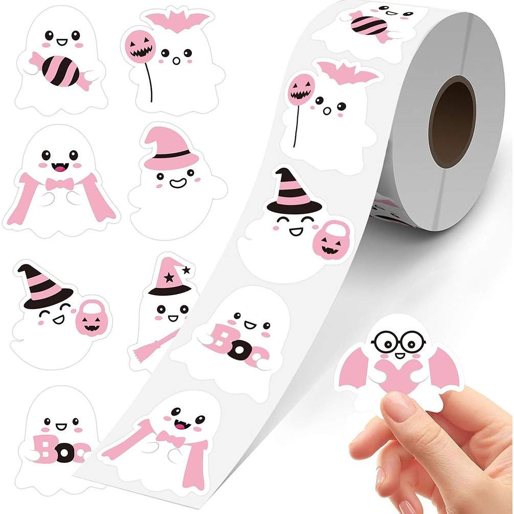 500 Chiếc Hoạt Hình Halloween Vui Vẻ Đồ Chơi Trẻ Em Dán Tiệc Halloween Túi Kẹo Trang Trí Nhãn