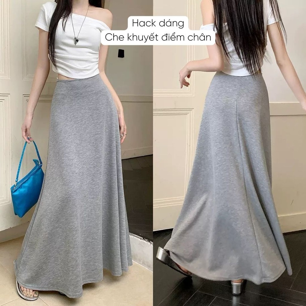 Chân váy dài dáng suông chữ A Mely Fashion Nỉ da cá mềm mịn cạp chun co giãn phong cách hàn quốc dễ mặc dễ phối đồ CV124 | BigBuy360 - bigbuy360.vn