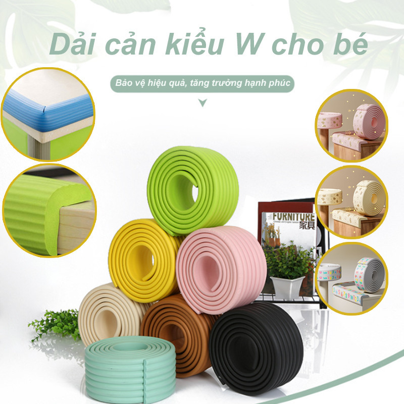Dải Băng Xốp Chống Va Chạm Dùng Bọc Cạnh Gương,Cuộn Dây Xốp PE Bọc Cạnh Bàn,Dải bảo vệ trẻ em dày và mở rộng hình chữ W